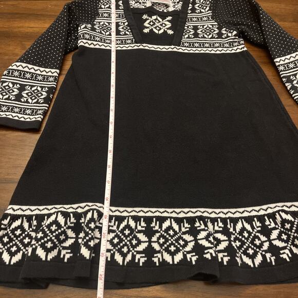 Hanna Andersson Black & White Sweater Dress Size 100cm/US 4 Fair Isle Euro Norm - Picture 3 of 11